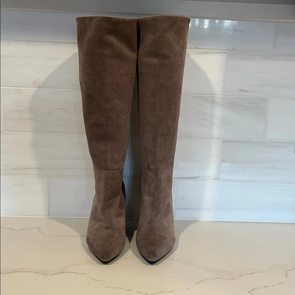 Jeffrey Campbell Senita Tall Suede Taupe Boots Anthropologie 6.5
